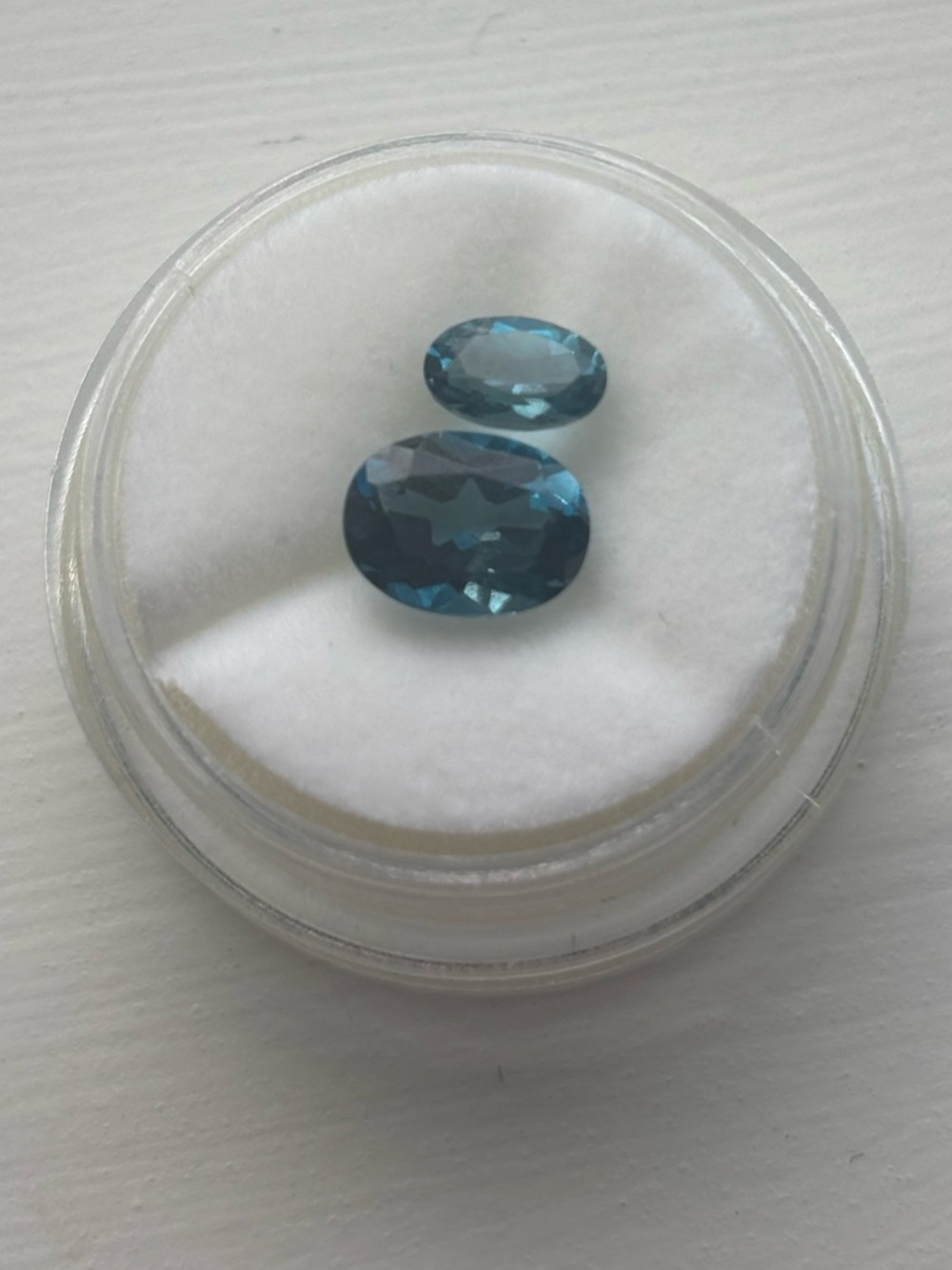 Blue Topaz Gemstone Pair – Oval Faceted Loose Stones Sky/Swiss Blue Not Enhanced - Picture 2 of 15